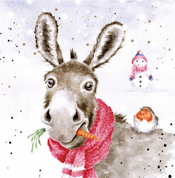 Luxury Donkey Christmas Greeting Cards with envelopes (Pack of 8)