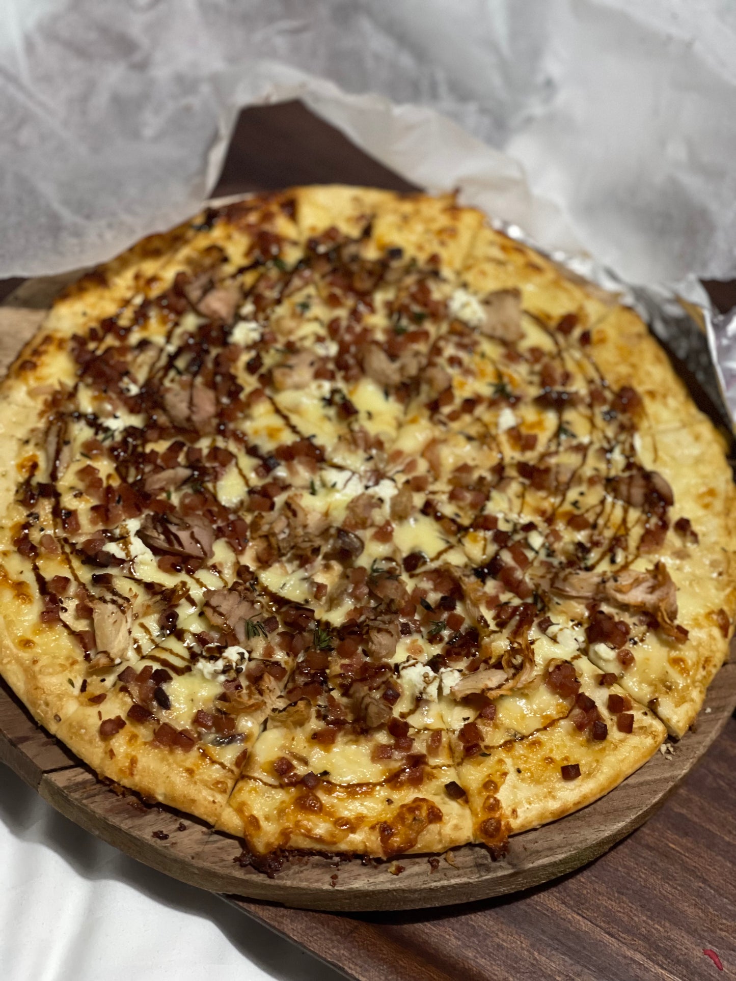 Turkey, Bacon & 3 Cheese Pizza