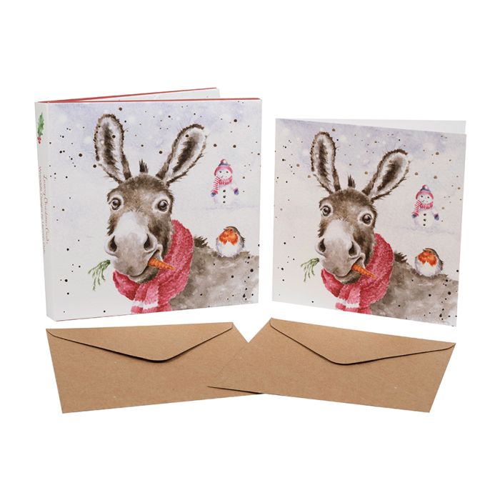 Luxury Donkey Christmas Greeting Cards with envelopes (Pack of 8)