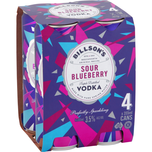 Billson's Sour Blueberry 4 Pack - Vodka Mixed Drink Can 355mL