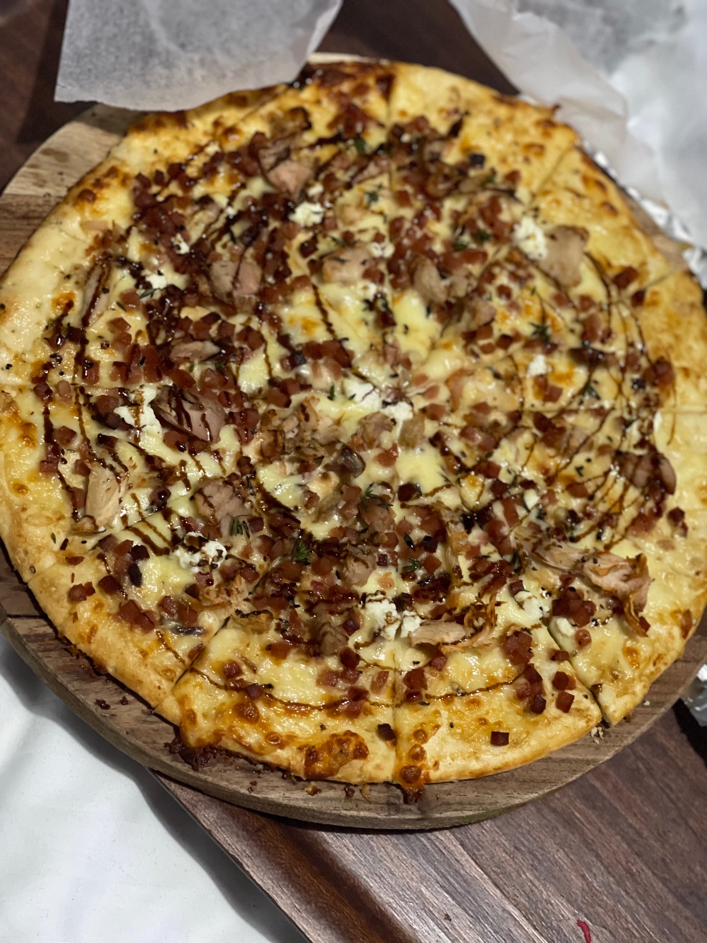 Turkey, Bacon & 3 Cheese Pizza