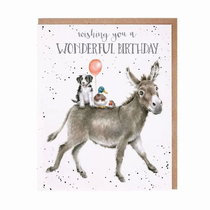 Donkey Ride Birthday Card by Wrendale Designs
